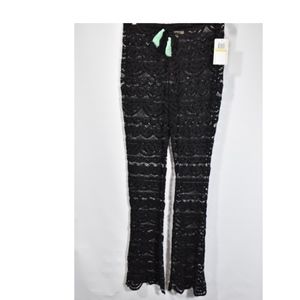 New Miken Black Crochet Swimsuit Cover Pants M